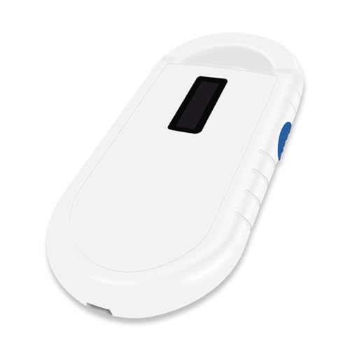 Smoostart Haustier Mikrochipscann, Tierchip Lesegerät Chipleser Hunde Chip Scanner Katze ISO11784/(85) FDX-B/EMID Mikrochip Lesegerät für Hunde/Katze 1000 Daten Können Gespeichert Werden Weiß