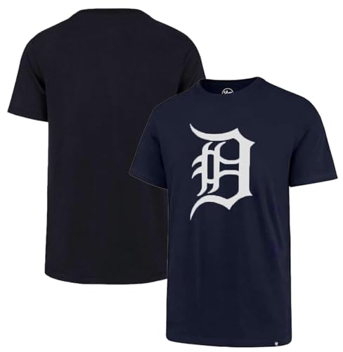 47 Brand MLB Men's Team Color Imprint Primary Logo Short Sleeve Baseball T-Shirt - Detroit Tigers - Navy - Large