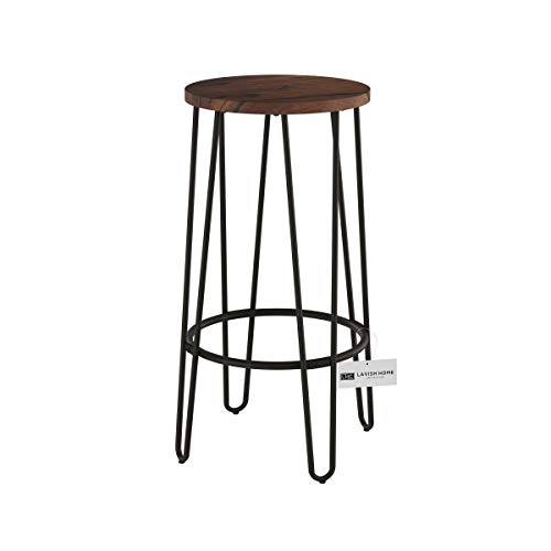 Lavish Home Bar Height Stools-Backless Barstools With Hairpin Legs Wood Seat-Kitchen Or Dining Room- Modern Farmhouse Accent Furniture (Set Of 2) #TOP7