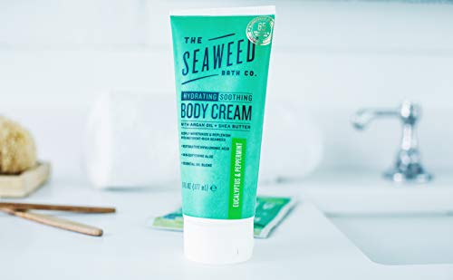 Seaweed Bath Co. Hydrate Body Cream, Eucalyptus Peppermint Scent, 6 Ounce, Nourishing Hand & Body Lotion Moisturizer for Dry Skin, with Sustainably Harvested Seaweed, Kukui Oil, Hyaluronic Acid