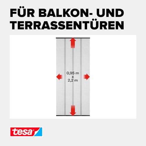 tesa Insect Stop Lamellentür STANDARD Fliegenvorhang - 4-teiliger Insektenschutz Vorhang - Moskitonetz für Türen - ohne Bohren, mit Klettverschluss - 95 x 220 cm - anthrazit