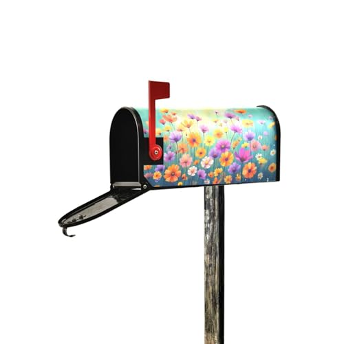 Image of Wamika Seasonal Nature Spring Summer Autumn Winter Flowers Mailbox Covers Standard Size Abstract Floral Watercolor Rainbow Dandelion Poppy Magnetic Mail Wraps Cover Letter Post Box 21 inch Lx 18 inch W