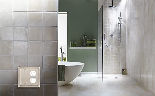 Image of Henne Bery Sunken Pearls Heavy Duty Decorative Wall Plate Switch Plate Outlet Cover (Blank /Duplex, Satin Nickel)