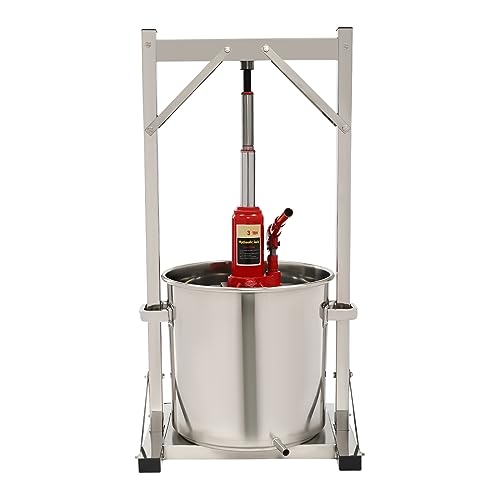 22L/5.8Gal Fruit Wine Press, Stainless Steel Cider Press with Hydraulic Jack, Wine Press Machine for Grape Wine Making Supplies and Equipment