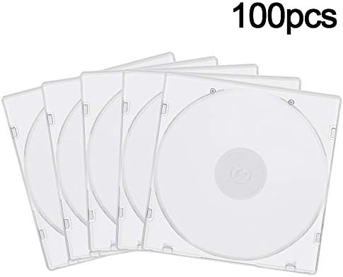 Lucky Monet 100 Pack 5.2mm CD Case Slim Single Super Clear PP Poly Plastic CD DVD R CDR Case Disc Storage Wallets with Outer Sleeve