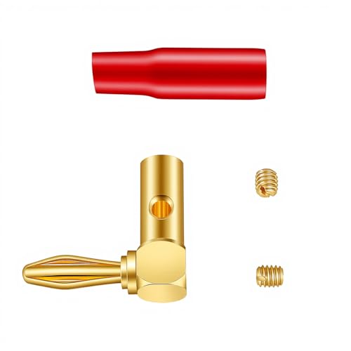 20 conectores banana 4mm ángulo recto oro 24K miniatura 4