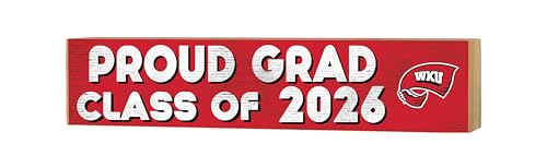 KH Sports Fan Western Kentucky Hilltoppers Class of 2026 Wood Block Sign, Rectangular, 3x13 Inches, Red, Graduation Sports Theme