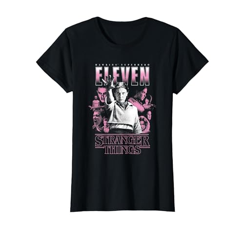 Stranger Things Eleven Poster Camiseta, Mujer, Negro, S
