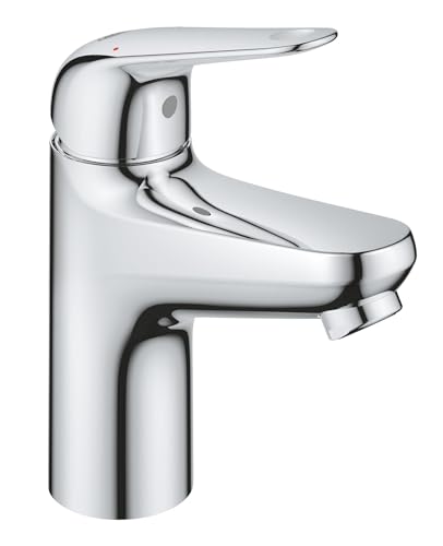 GROHE Swift, Grifería de lavabo, ahorro de agua (Grifo para baño con cadena extensible, 16 cm de altura, con herramienta 3 en 1, instalación fácil en el lavabo), cromo, 24317001