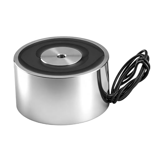 Heschen Elektromagnet-Magnet-Magnetspule, Silber, rund, P50*27 DC 24 V, 50 kg, Außendurchmesser 50 mm, M4-Gewindegröße, 23 cm Kabellänge