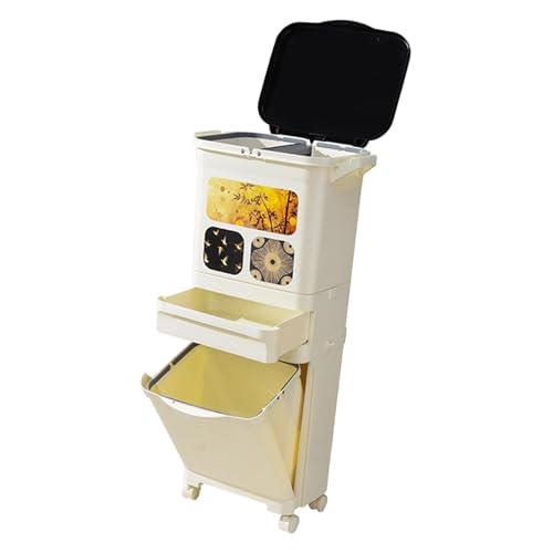 Cubo de basura de cocina de 38 litros con ruedas para evitar olores y optimizar el reciclaje