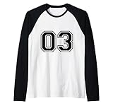 numero 03 annata 2003 compleanno look college maglia con maniche raglan