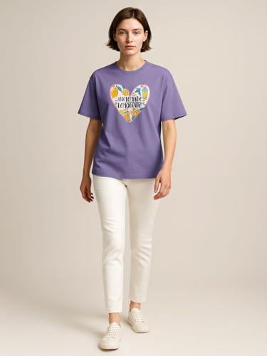 Image of HELLCAT Beige Trendy Printed Oversized T-Shirt for Women