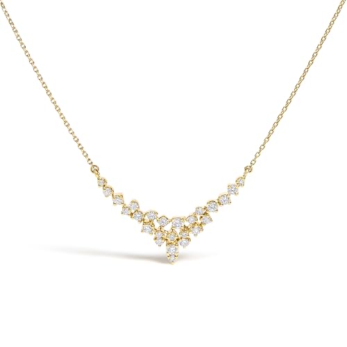 14K Yellow Gold 1/2 Cttw Diamond Scattered "V" Necklace (I-J Color, SI2-I1 Clarity) - 18" Inches