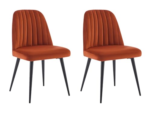 Vente unique Conjunto de 2 sillas de Terciopelo y Metal Negro   Terracota   Eleana