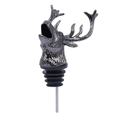 BUTIFULSIC 1pc Christmas Wine Pourer Stag Decanter Stopper Retro Wine Bottle Pourer Wine Pourer Stopper Boquilla Deer Wine Pourer Oil Bottles Pourer Wine Corks Syrup Zinc Alloy Black
