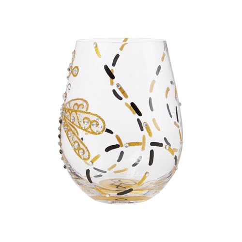Verre à vin peint à la main Lolita au design libellule multicolore - 4