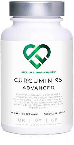 LLS Curcumin 95 Advanced (precedentemente noto come Curcumina C3 Advanced) Curcumina ad alta resistenza (la componente attiva della curcuma) contenente SOLO CURCUMIN ATTIVO con Curcuminoidi al 95% + BioPerine®, Vitamina D3, Radice di pomodoro e zenzero | 60 capsule | Prodotto nel Regno Unito con licenza GMP