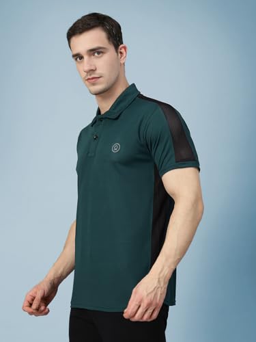 Image of CHKOKKO Men's Active Sports Wear Polo Half Sleeve Gym Tshirt with Button Collar Quick Dry Breathable Perfect for Workout Running Regular Fit Pack of 2