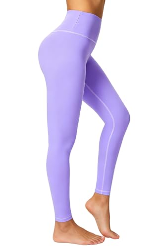 Enjoyoga Sport Leggings Damen High Waist mit Innentasche -Blickdicht Leggins Sporthose Laufhose für Yoga Gym Alltag -16(S-M, Lila)
