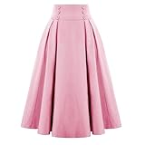 Women Punk Skirt Vintage High Waist Pleated Skirt Steampunk Skirts Retro High Waist Pleated Viking Costume Skirt Pink