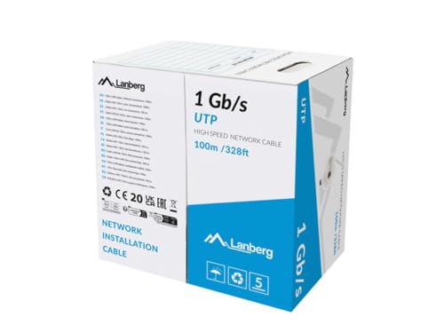 Cable de red LAN Lanberg de 100 metros en bobina de color gris con conductor CCA