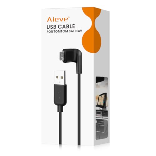 Kabel do ładowania TomTom Sat Nav, kabel ładowania USB AIEVE w samochodzie kompatybilny z TomTom Start 42/52/62, TomTom Go 520/620 samochodowy system nawigacji (4,92 stóp/1,5 m, czarny)