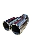 Eintragungsfrei Auspuffblende Doppelrohr Endrohr Doppelendrohr Auspuff 2x 70mm f. 40-60mm Auspuffrohr Sportauspuff Optik Edelstahl