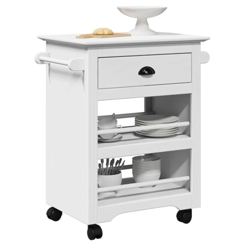 Gecheer Carrito de Cocina BODO Blanco 67,5x45x80 cm,Carrito verdulero para Cocina,Carrito Auxiliar Multiuso,Carros de Servicio