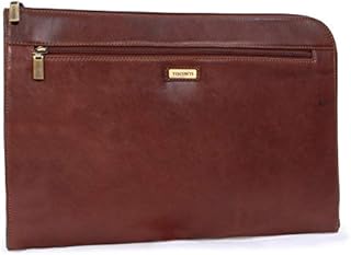 VISCONTI - A4 Zipped Document Folder - Genuine Leather - Executive Conference Notepad Holder - Business Portfolio Organiser - Credit Card + Pen Pockets - 18238 - Bond - Tan