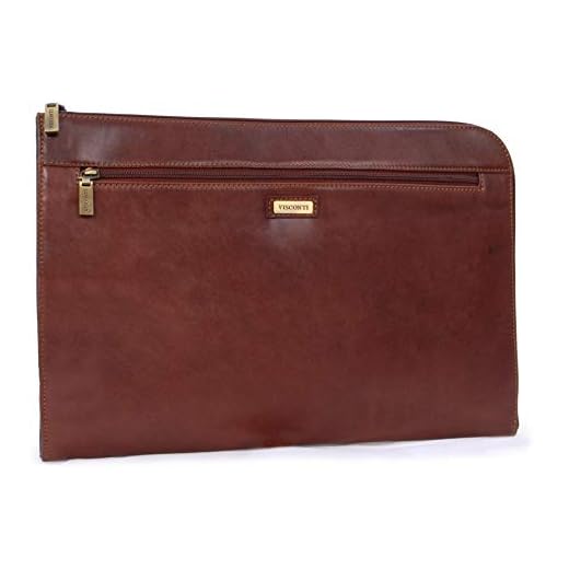 VISCONTI - 18238 - Carpeta portadocumentos A4, cierre con cremallera - Cuero (Tostado)