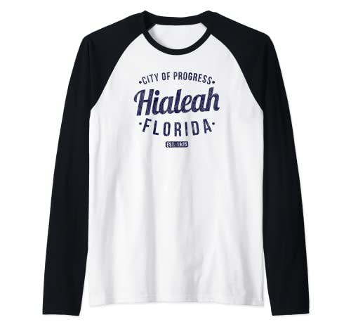 Florida Vintage Minimalist Retro Souvenir FL Hialeah Raglan Baseball Tee