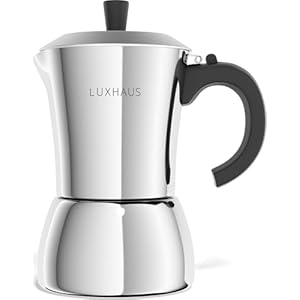 LuxHaus Moka Pot 3 Cup Stovetop Espresso Maker 100 Stainless Steel Italian and Cuban Mocha Coffee Maker