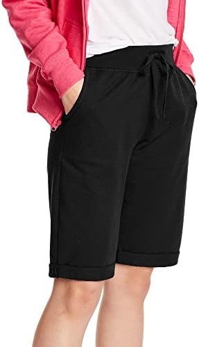 Hanes Women's Shorts, French Terry Bermuda Pocket Shorts, Jersey Knit Fleece Shorts, Women's Bermuda Shorts, 11"