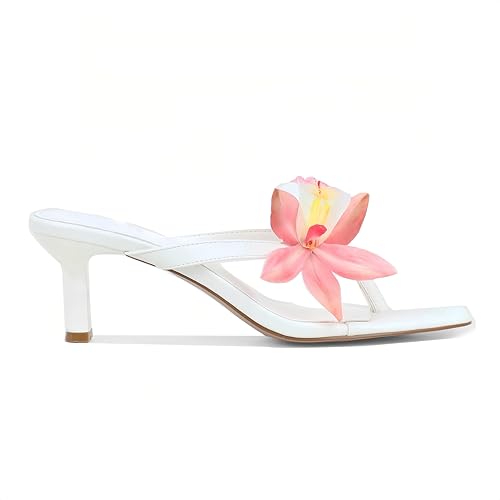 Image of Goolita Women's Suede Sequin Kitten Heels Flip Flops Open Square Toe Strappy Thong Slide Heeled Sandals Comfort Prom Party Mules Heels