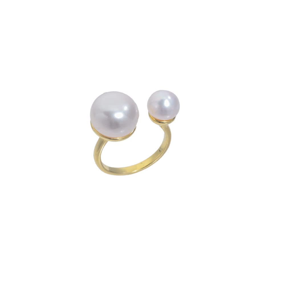 Anello In Argento Sterling 925,Anelli Regolabili Per Donna Semplice Esagerazione Anelli Per Eternità In Argento Sterling 925 Con Perle D'Acqua Dolce Fedi Nuziali Placcate Oro Anelli Di Promessa Per