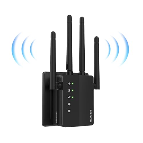 GEYILO WiFi Extender Signal Booster with Dual Band 5GHz/2.4GHz, WiFi Booster Up to 12880 Sq. ft and 105 Devices, WiFi Booster with Ethernet Port, WiFi Extenders Signal Booster for Home and Outdoors