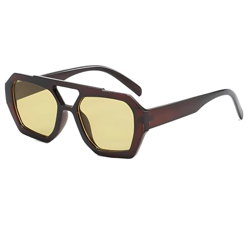 Image of ADE WU Rectangle Sunglasses for Women Men Retro 90s Sunglasses Trendy Black Tortoise Shell Glasses Y2K
