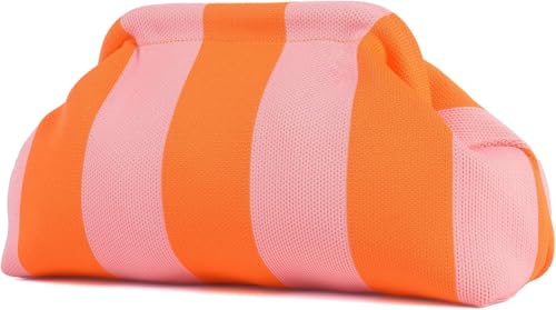 Image of Kawn Women's Striped Crochet Clutch Purse | Woven Handcrafted Shoulder Handbag | Kiss-Lock Dumpling Style Evening Clutch for Daily Use & Outings