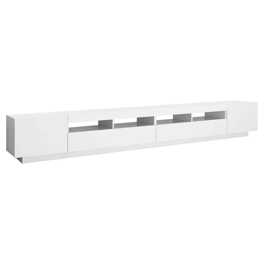 vidaXL Mueble para TV con Luces LED Soporte Mobiliario Aparador Estante Salón Sala de Estar Dormitorio Decoración Blanco 300x35x40 cm