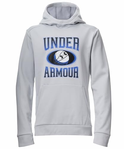 [A_[A[}[] UA ARMOUR FLEECE BASKETBALL HOODIE Halo Gray / / Team Royal YXS
