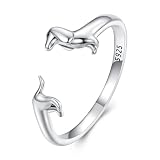 SOUTHPLUS Anelli Donna Argento 925, Anelli Cane/Gatti, Regolabile Donna, Elegante,Regolabile, Antiallergico, Anello di Fidanzamento, Anello di Amicizia, Regalo per Ragazza Madre (Cane)