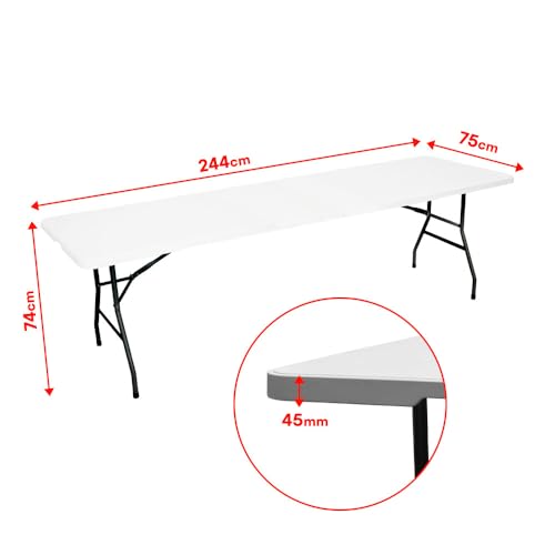 Table pliante jardin 244cm grande capacité 10 places structure renforcée camping