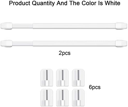 Adjustable Plastic Curtain Rod Extendable Curtain Rods for Window Cupboard Bars Tension Rods Curtain Rail Pole Self Adhesive Curtain Rod for Home Bathroom Hotel, 15.7-27.5 Inch (White, 2)
