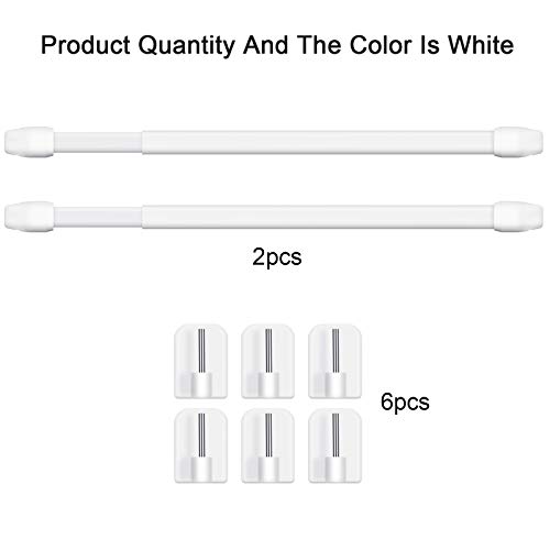 Adjustable Plastic Curtain Rod Extendable Curtain Rods For Window Cupboard Bars Tension Rods Curtain Rail Pole Self Adhesive Curtain Rod For Home Bathroom Hotel, 15.7-27.5 Inch (White, 2) #TOP1