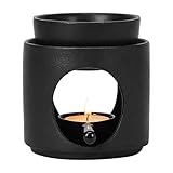 Duftlampe für Ätherische öle Duftlampe Ambiente Teelicht Räucherstövchen, Stövchen für ätherische Öle, Duftöl und Duftwachs, Keramik Aromalampe für Zuhause und Schlafzimmer (Schwarz)