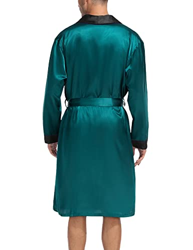 Swomog Men's Satin Robes With Shorts Lightweight Sleepwear Long Sleeve Kimono Boxing Bathrobe #TOP4