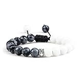 Material: Piedra Natural YQCSLS Pulsera con Cuentas de Porcelana Blanca de 8 mm Pulsera de la Moda del Espaciador de la Pulsera de la Pulsera Damas Hecho a Mano Regalo de joyería (Metal Color : Snow Stone)