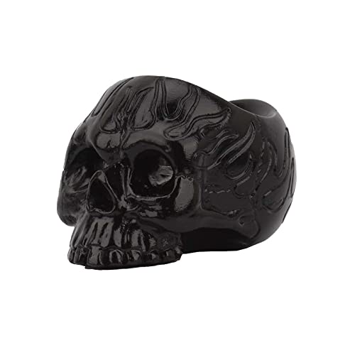 Black Flame Skull Candle Holder, Resin Skull Head Candles Stand Tealight Cup Candlestick Crafts For Party Halloween Christmas Spooky Bar Skull Decoration #TOP4