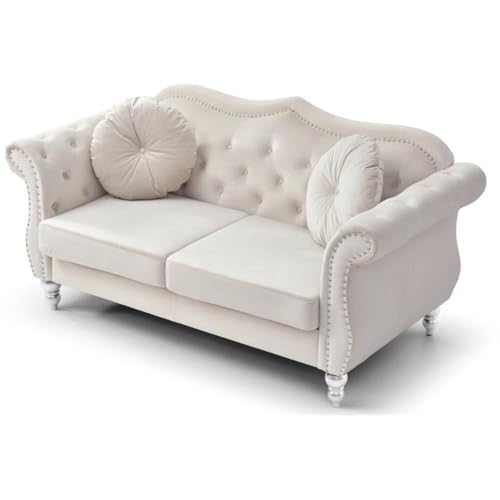 Ivory Velvet Loveseat